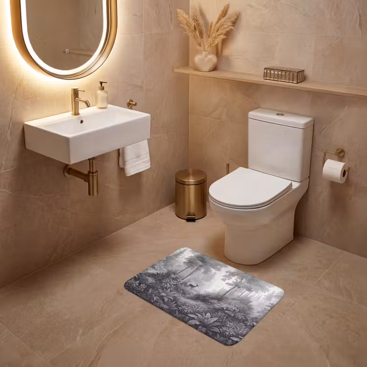 WC Mat - Bos - Hert - Zwart - Wit — 4