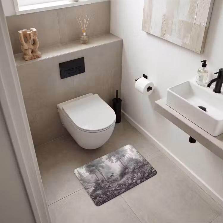 WC Mat - Bos - Hert - Zwart - Wit — 6