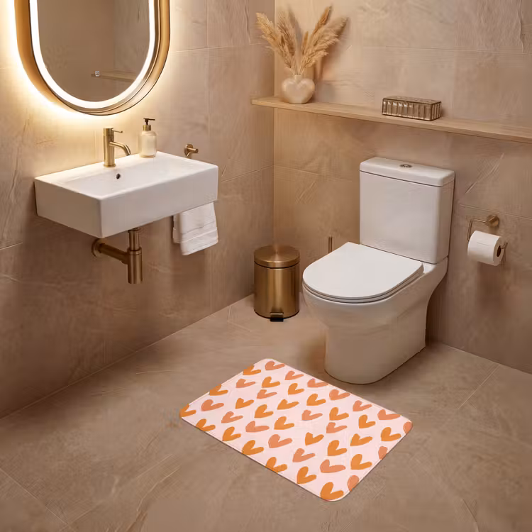 WC Mat - Hartjes - Getekend - Oranje — 4
