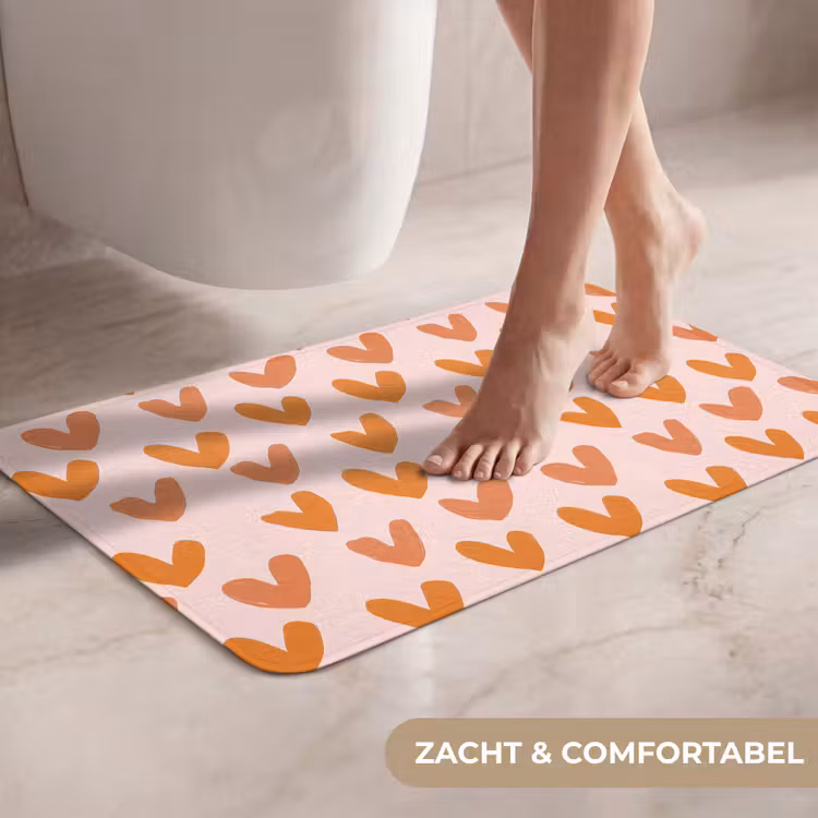 WC Mat - Hartjes - Getekend - Oranje — 7