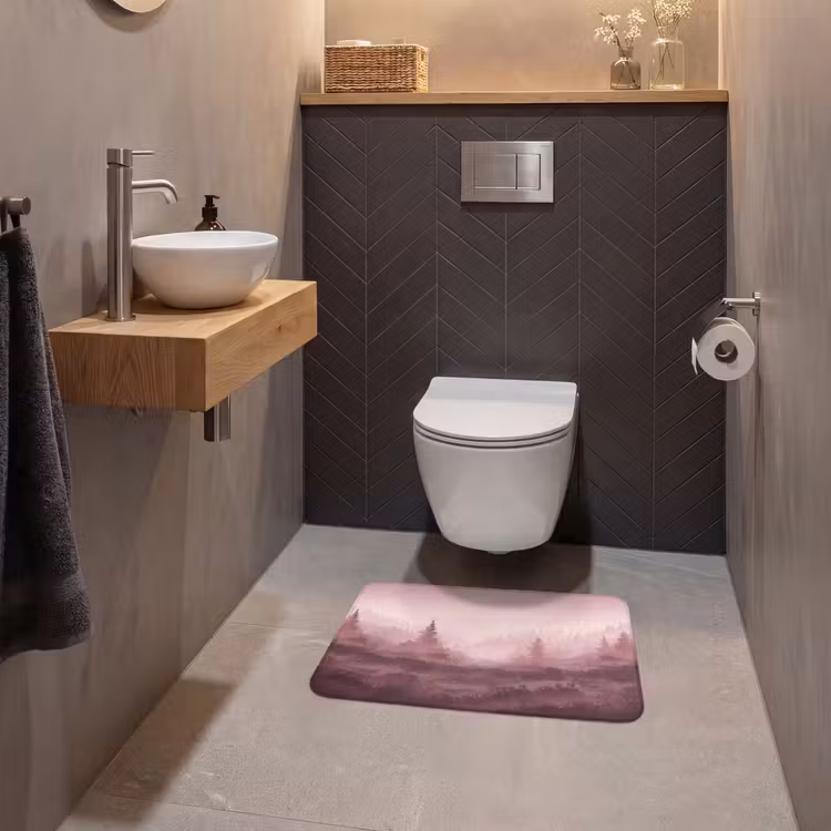 WC Mat - Landschap - Mistig - Roze — 2