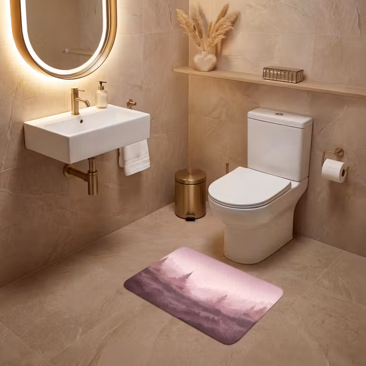 WC Mat - Landschap - Mistig - Roze — 4