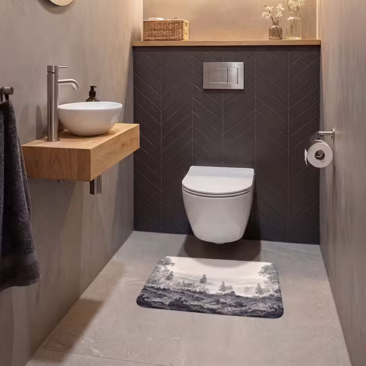 WC Mat - Mistig - Berglandschap - Illustratie — 2