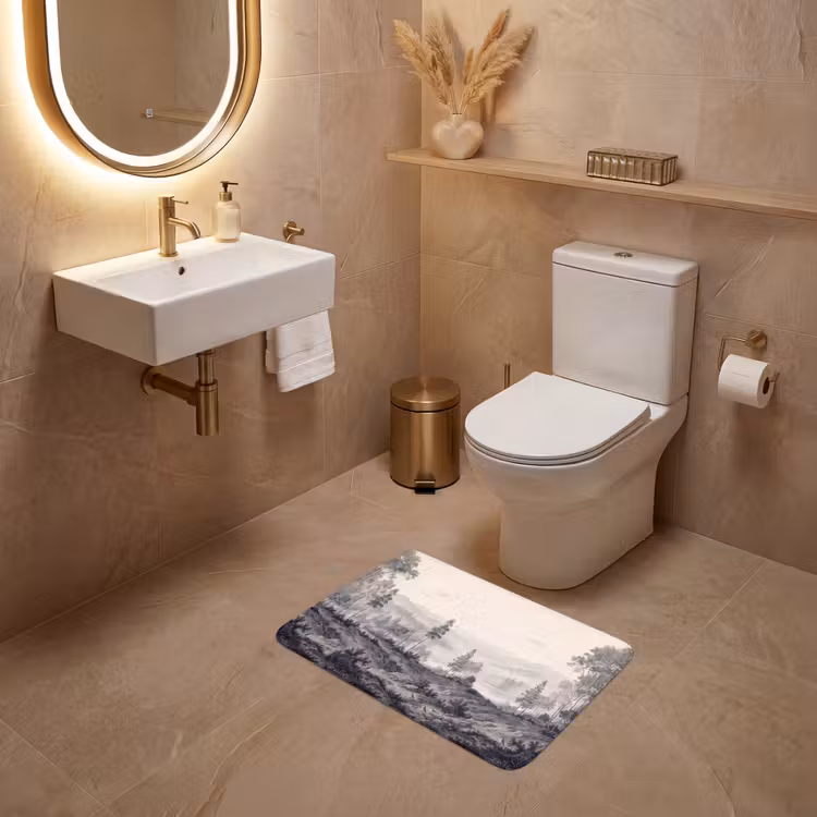 WC Mat - Mistig - Berglandschap - Illustratie — 4