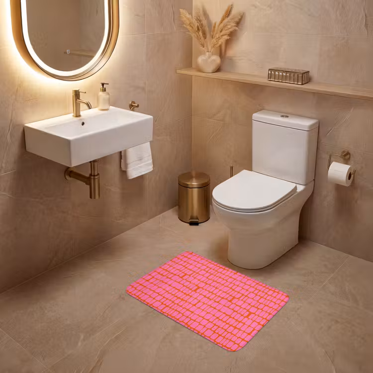WC Mat - Organisch - Raster - Roze — 4