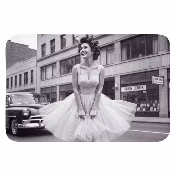 WC Mat - Retro - Vrouw - Zwart - Wit — 1