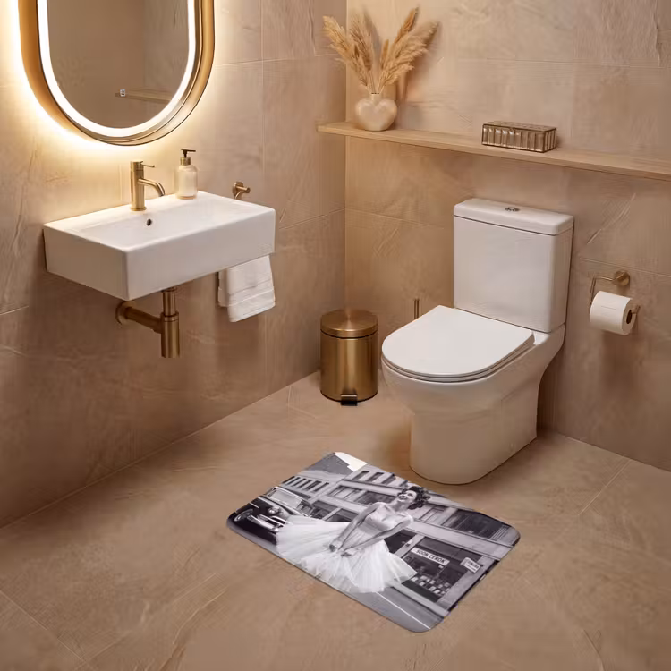 WC Mat - Retro - Vrouw - Zwart - Wit — 4