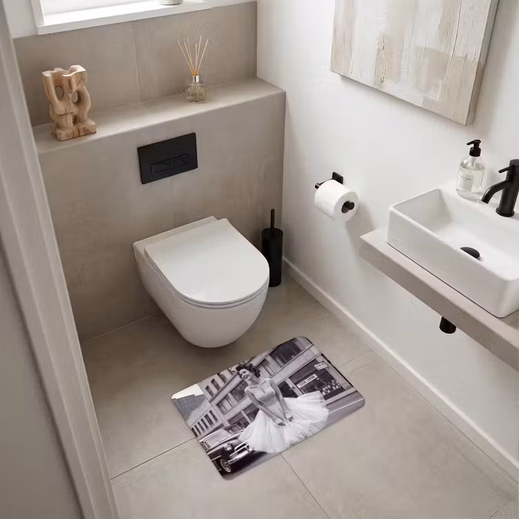 WC Mat - Retro - Vrouw - Zwart - Wit — 6