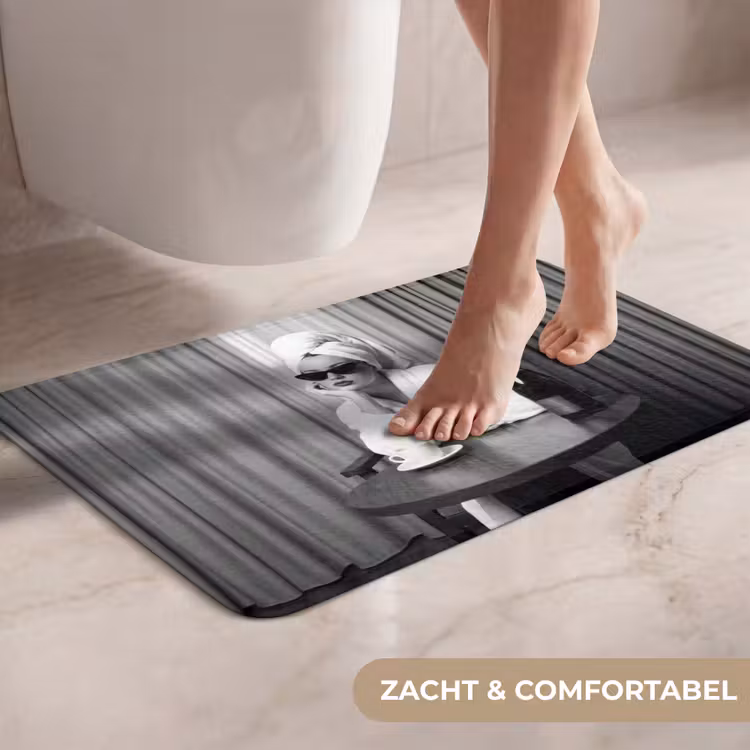 WC Mat - Vrouw - Bubbels - Zwart - Wit — 7