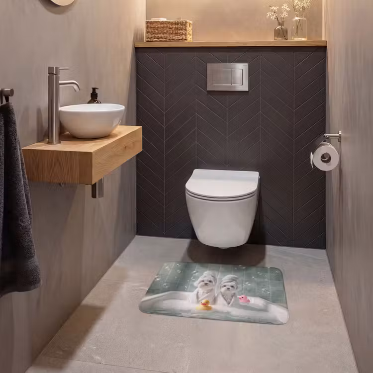 WC Mat - Hondjes - Badkuip - Badeendjes - Handdoeken — 2