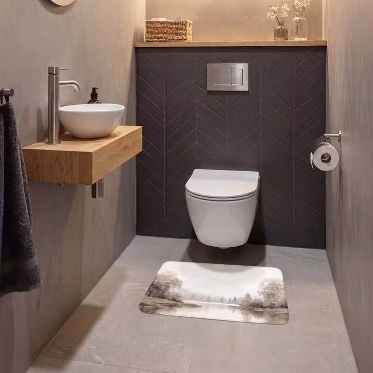 WC Mat - Rivierlandschap - Minimalistisch - Aardetinten — 2