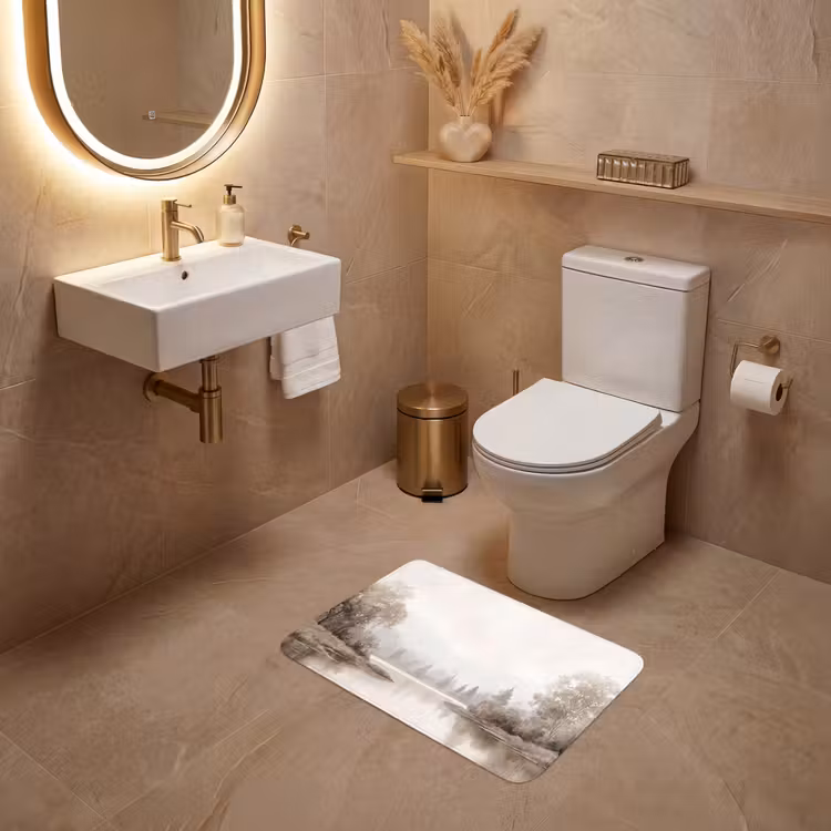 WC Mat - Rivierlandschap - Minimalistisch - Aardetinten — 4