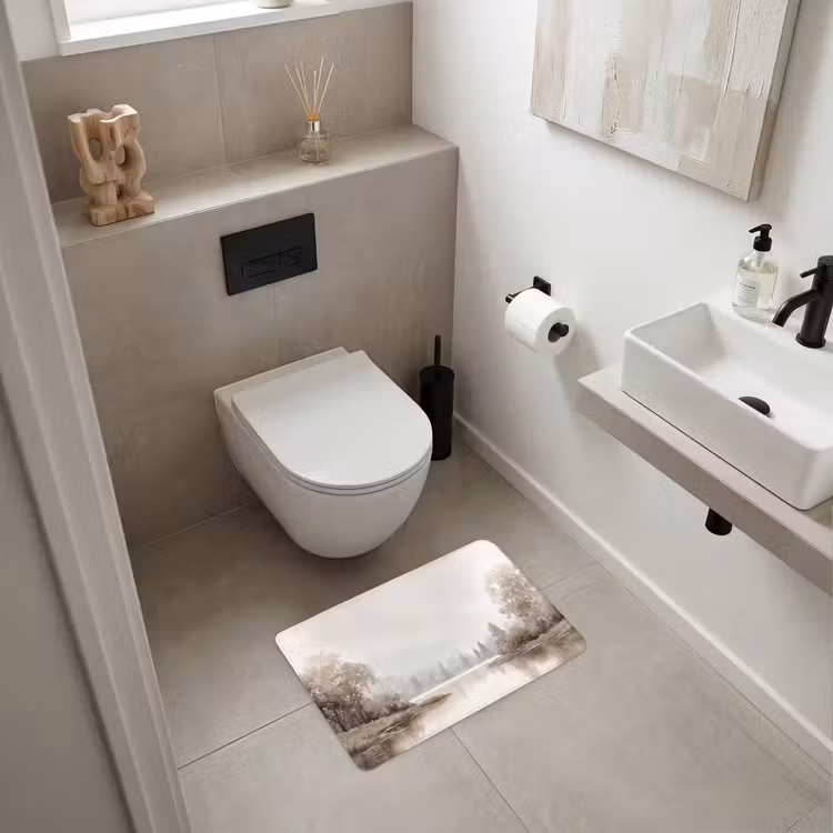 WC Mat - Rivierlandschap - Minimalistisch - Aardetinten — 6