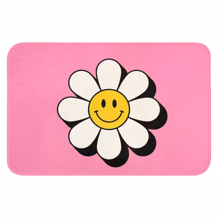 WC Mat - Smiley - Bloem - Roze — 1