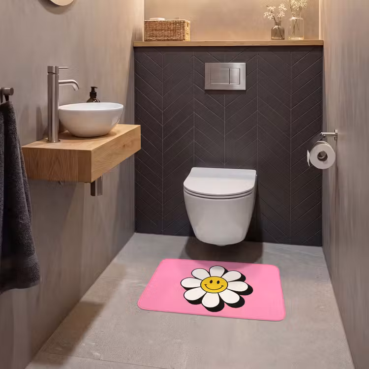 WC Mat - Smiley - Bloem - Roze — 2