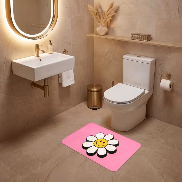 WC Mat - Smiley - Bloem - Roze — 4