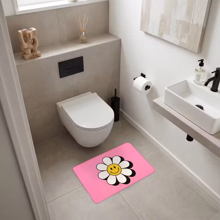 WC Mat - Smiley - Bloem - Roze — 6