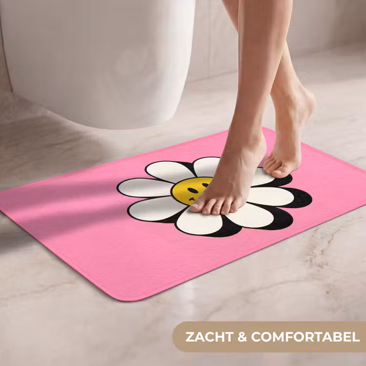WC Mat - Smiley - Bloem - Roze — 7