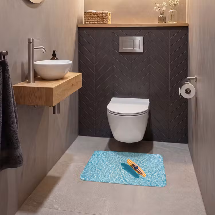 WC Mat - Surfboard - Water - Badpak - Oranje — 2