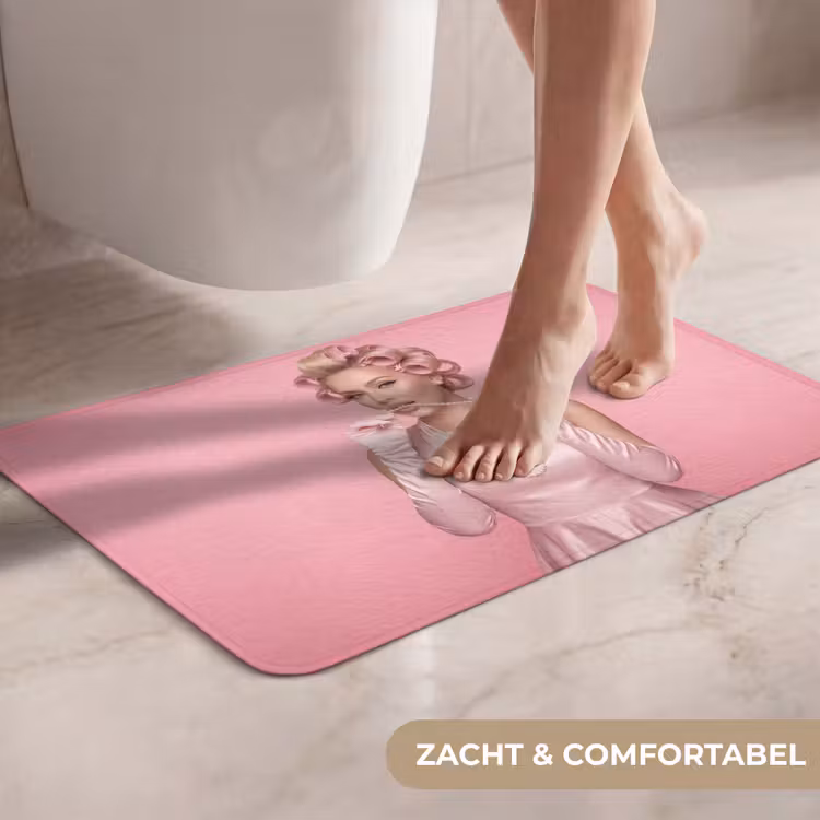 WC Mat - Vrouw - Roze - Parelketting - Krulspelden — 7