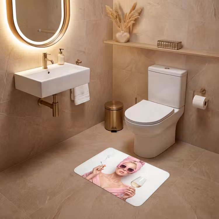 WC Mat - Vrouw - Roze - Wijn - Zonnebril — 4