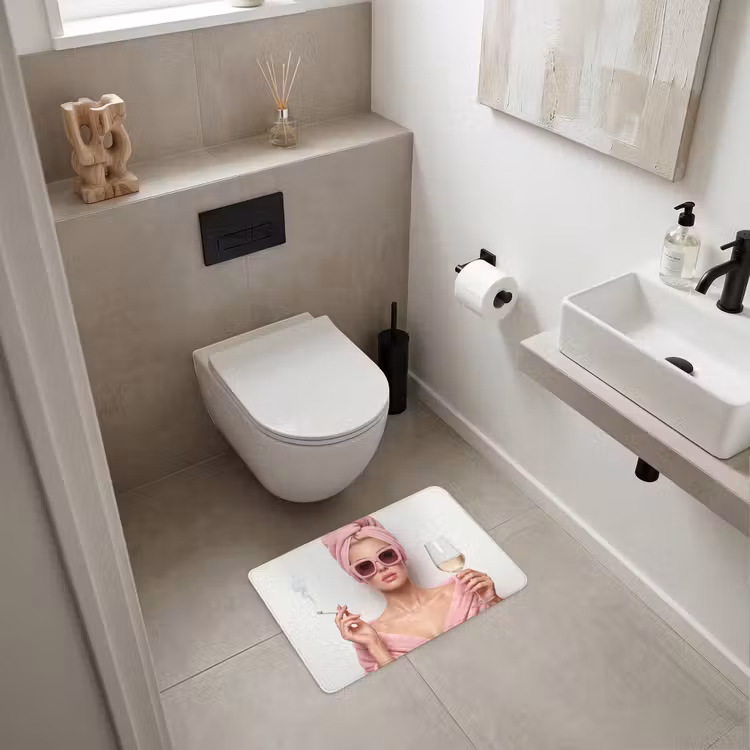 WC Mat - Vrouw - Roze - Wijn - Zonnebril — 6