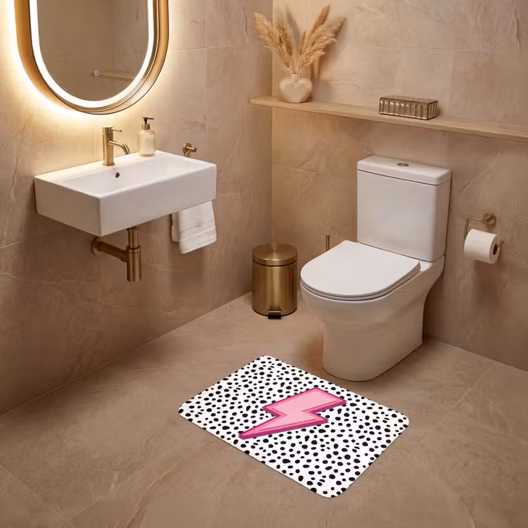 WC Mat - Bliksem - Roze - Stippen — 4