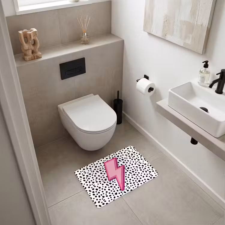 WC Mat - Bliksem - Roze - Stippen — 6