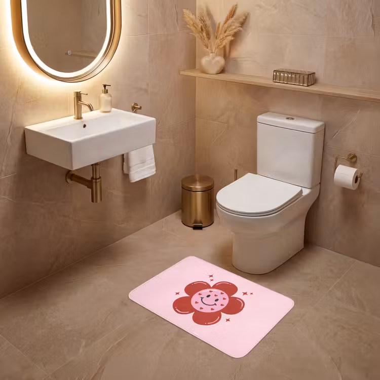 WC Mat - Bloem - Roze - Hartjes — 4