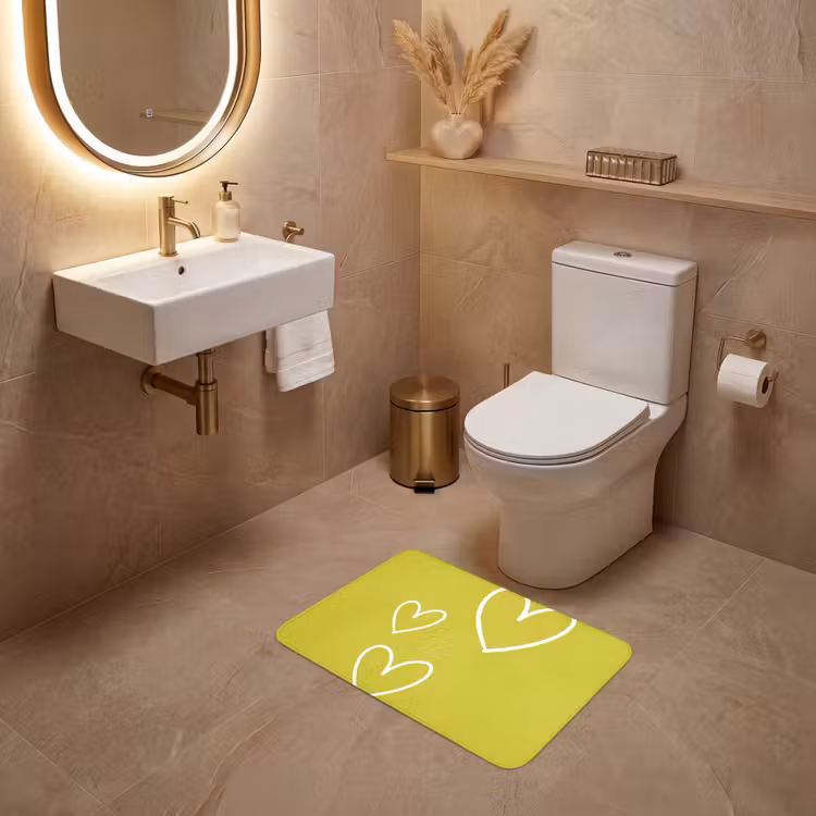 WC Mat - Groen - Hartjes - Wit — 4