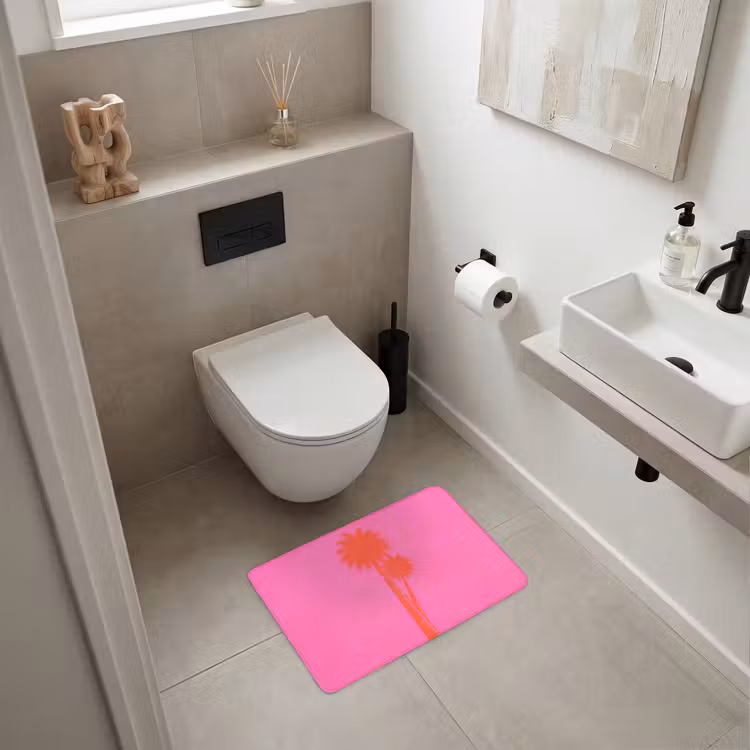 WC Mat - Palmbomen - Modern - Roze — 6