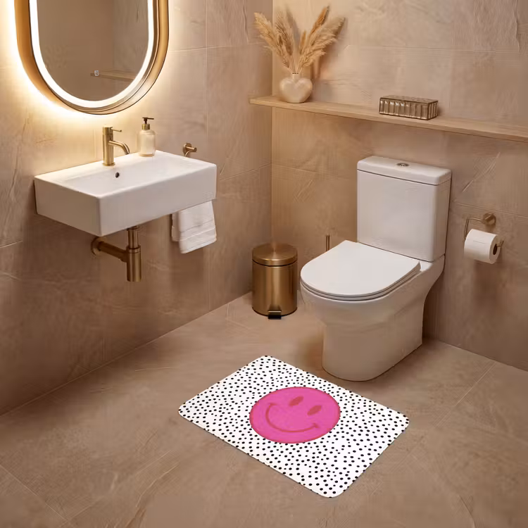 WC Mat - Smiley - Roze - Stippen — 4