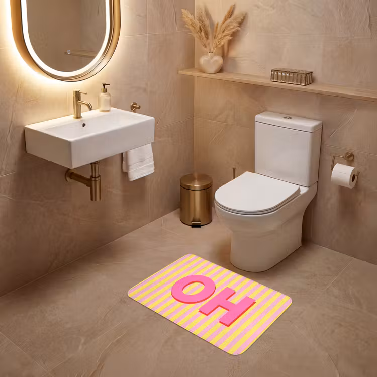 WC Mat - Tekst - Strepen - Roze — 4
