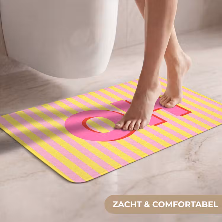 WC Mat - Tekst - Strepen - Roze — 7