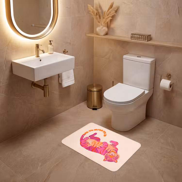 WC Mat - Tijger - Roze - Oranje — 4