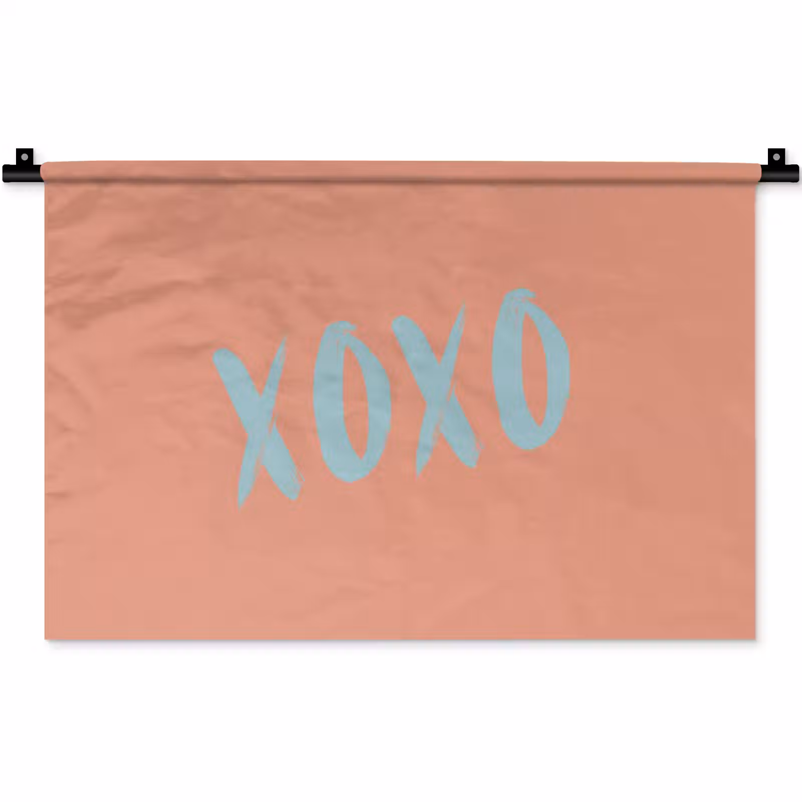 Wandkleed - XOXO - Blauw - Perzikkleur — 1