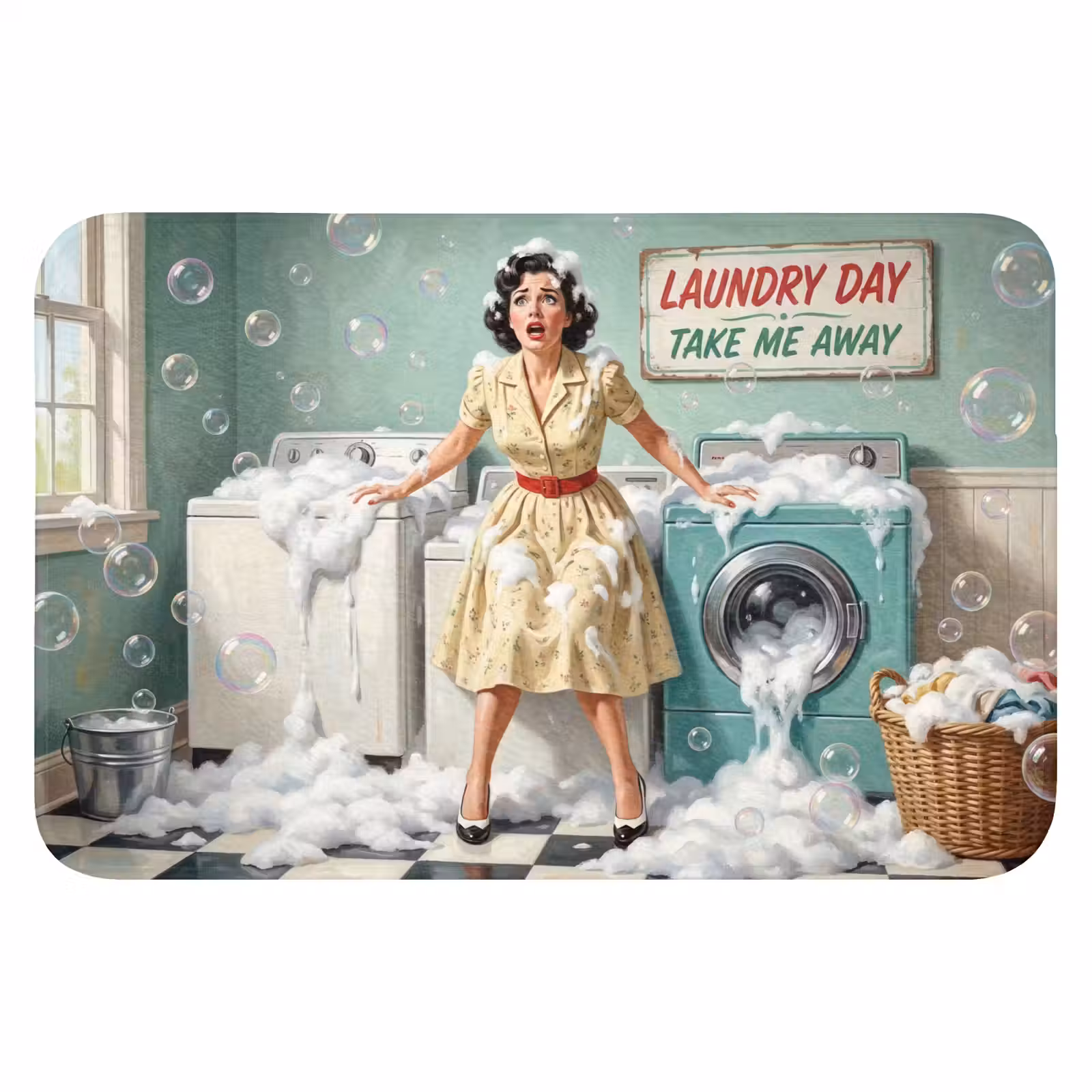 WC Mat - Retro - Blauw - Vrouw — 1