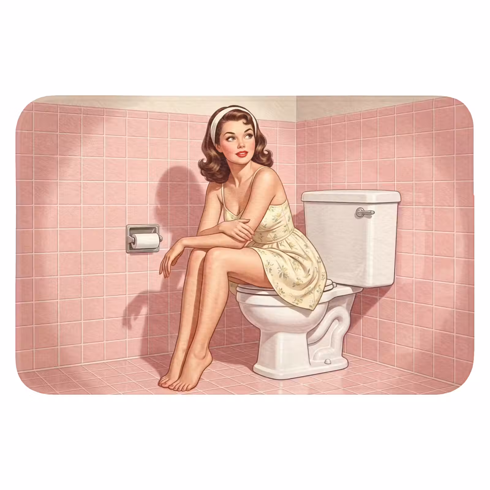 WC Mat - Roze - Retro - Vrouw — 1