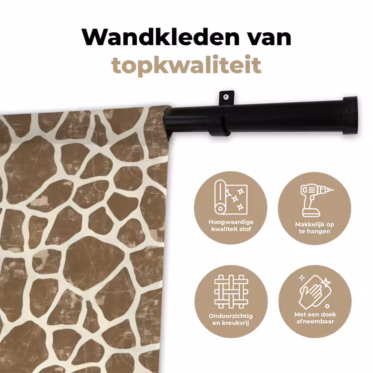 Wandkleed - Tekst - Be cool or leave - Roze - Giraffenprint — 3