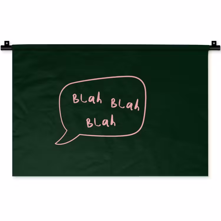 Wandkleed - Tekstwolkje - Donkergroen - BLAH BLAH BLAH — 1