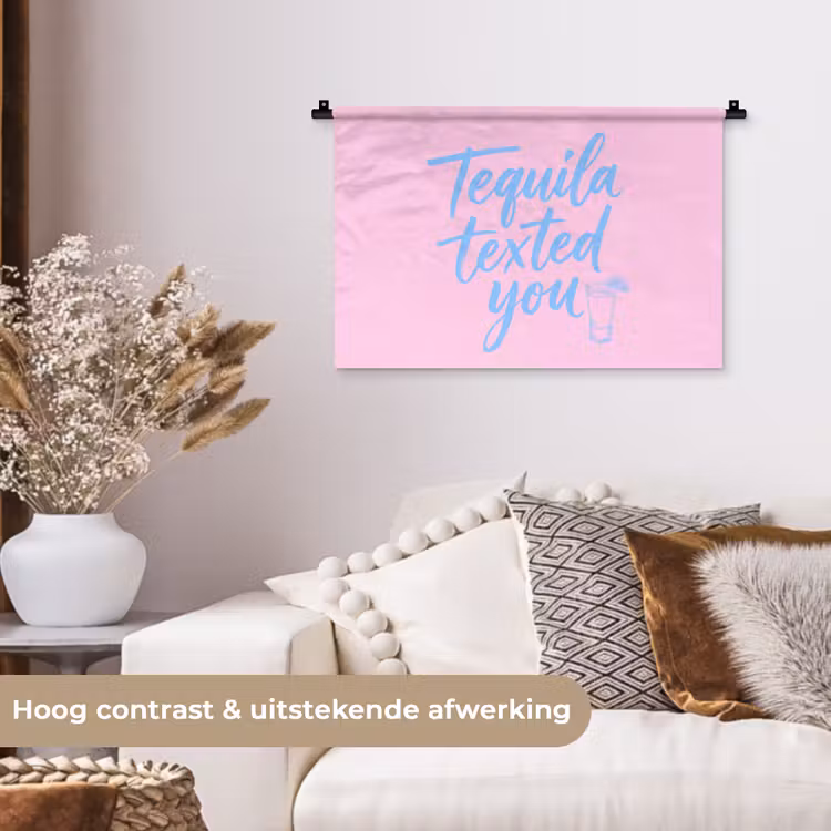 Wandkleed - Tequila texted you - Roze - Blauw — 4