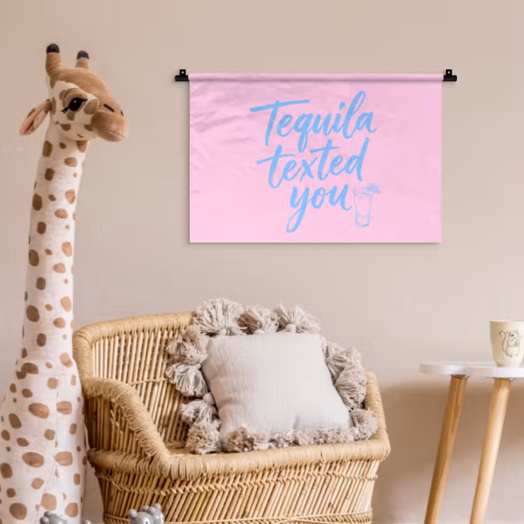 Wandkleed - Tequila texted you - Roze - Blauw — 5