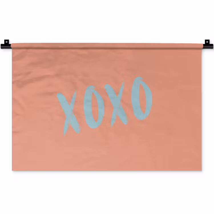 Wandkleed - XOXO - Blauw - Perzikkleur — 1