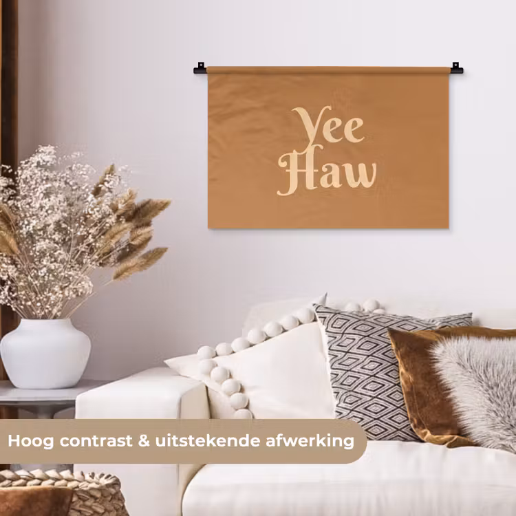 Wandkleed - Yee haw - Bruin - Minimalistisch — 4