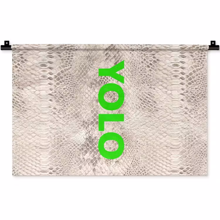 Wandkleed - YOLO - Groen - Neon - Slangenprnt — 1