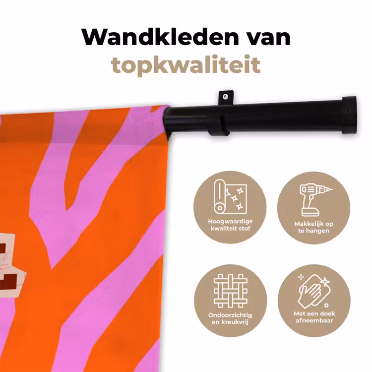 Wandkleed - Zebraprint - Grafisch - COOL - Oranje — 3