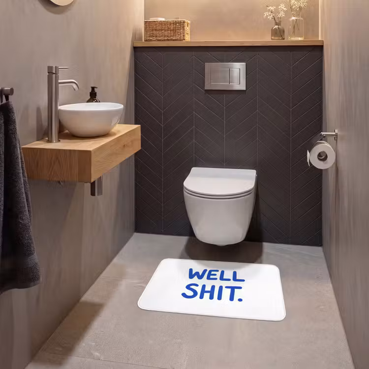 WC Mat - Blauw - Quote - Wit — 2
