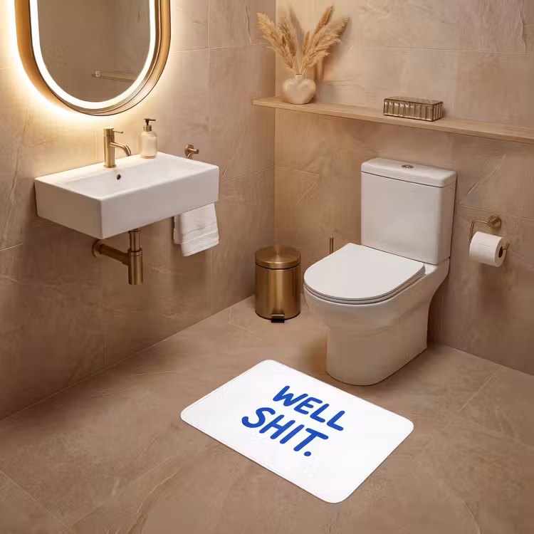 WC Mat - Blauw - Quote - Wit — 4