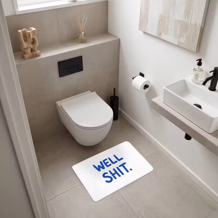 WC Mat - Blauw - Quote - Wit — 6