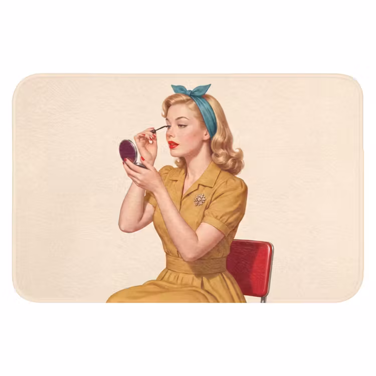 WC Mat - Illustratie - Mascara - Vrouw - Geel — 1